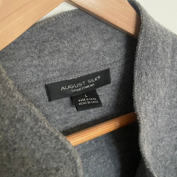 August Silk Charcoal Wool Button Jacket, Size: L - Picture 3 of 7